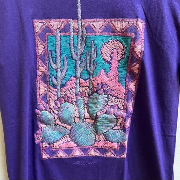 Vintage Hanes Arizona textured scenery t shirt Sz M - Picture 3 of 7